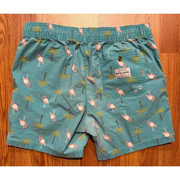 Party Pants Swim Trunks Mens L 5" Flamingo Palm Tree AOP Board Shorts - Picture 2 of 6